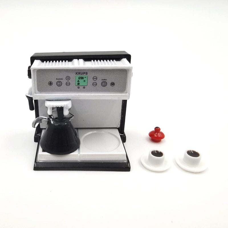 SXFSE 1:12 Dollhouse Miniature Coffee Machine, Mini Simulation Coffee Maker Machine Kitchen Accessories(Coffee Machine + Coffee Pot) - Image 4